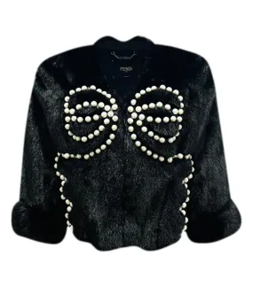 Fendi Pearl Embellished Mink Fur Jacket. Size 36IT