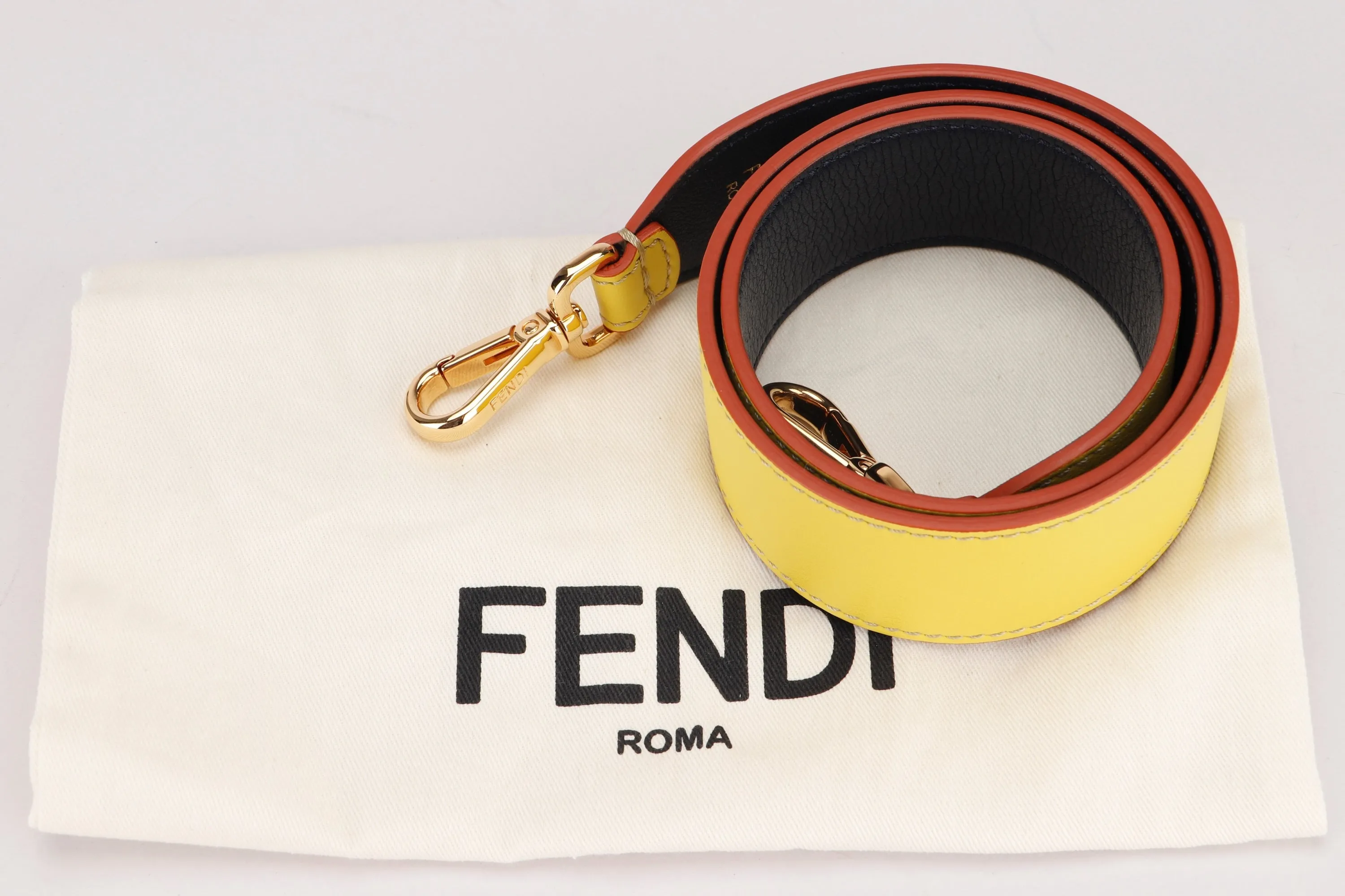 FENDI STRAP YOU, YELLOW & BLACK COLOR, GOLD HARDWARE, WITH DUST COVER