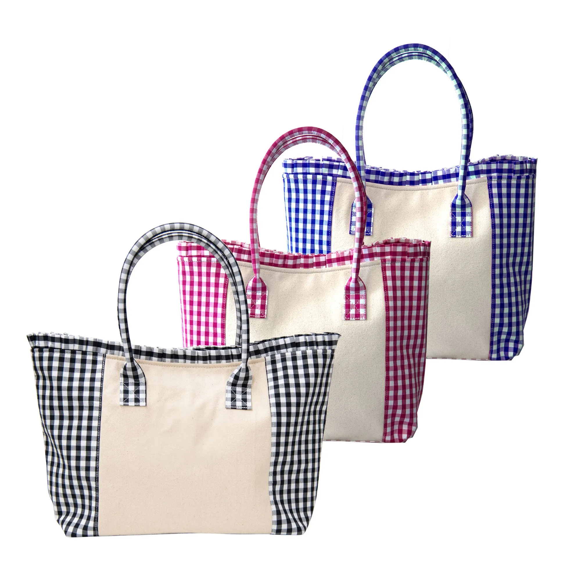 Gingham Ruffle Small Tote Bag