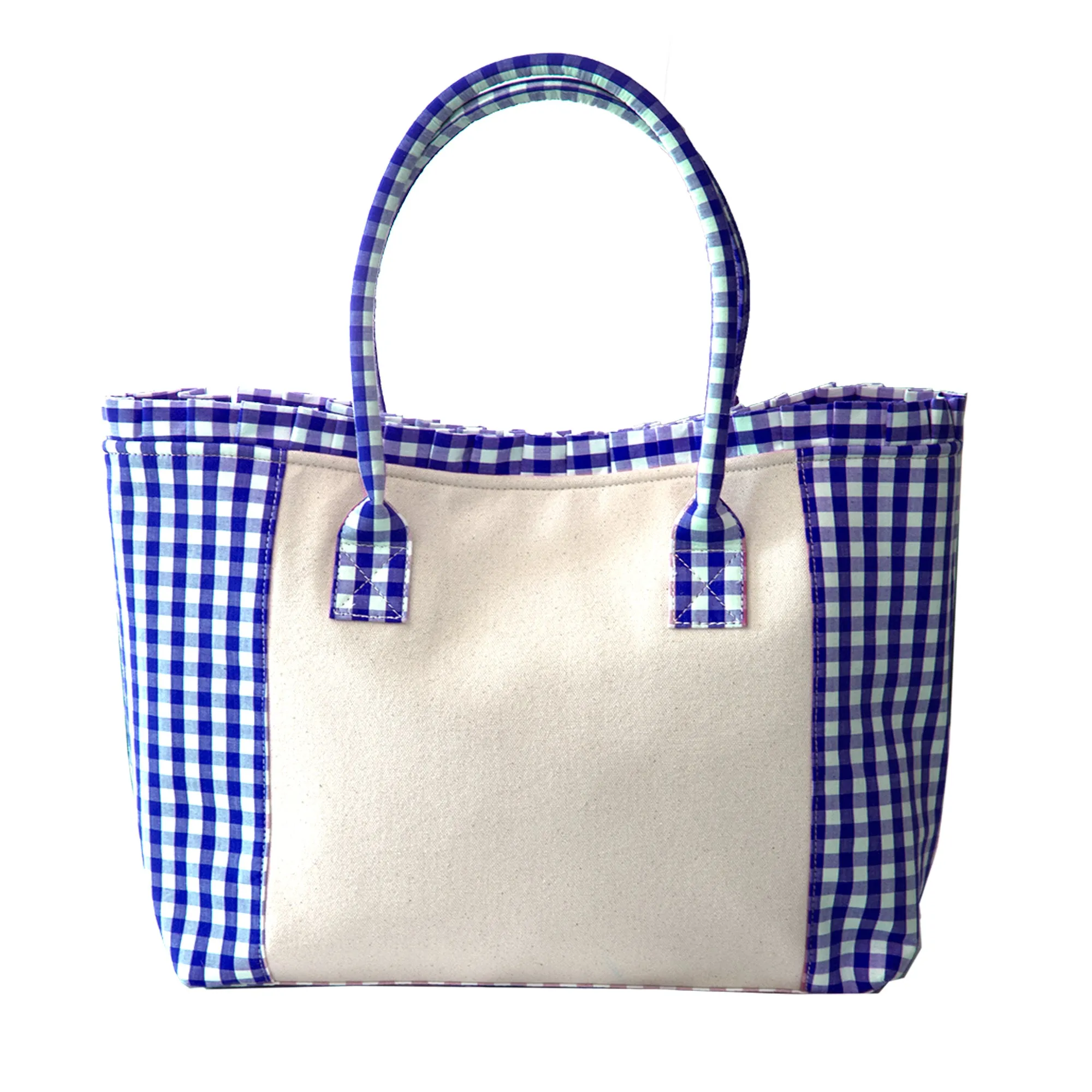 Gingham Ruffle Small Tote Bag