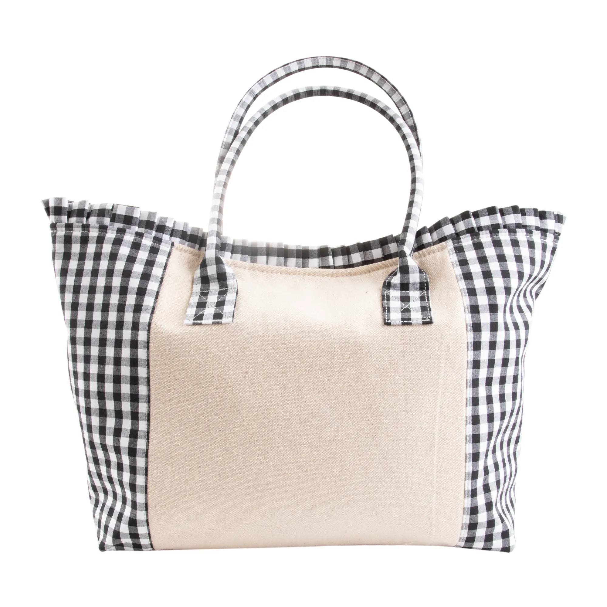 Gingham Ruffle Small Tote Bag