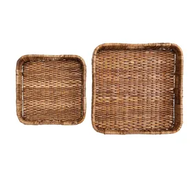 Hand Woven Rattan Trays w/ Handles