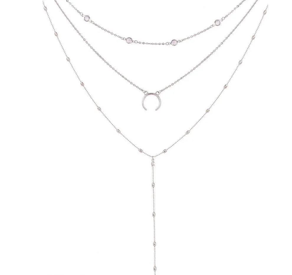 Horseshoe Moon Lariat Necklace