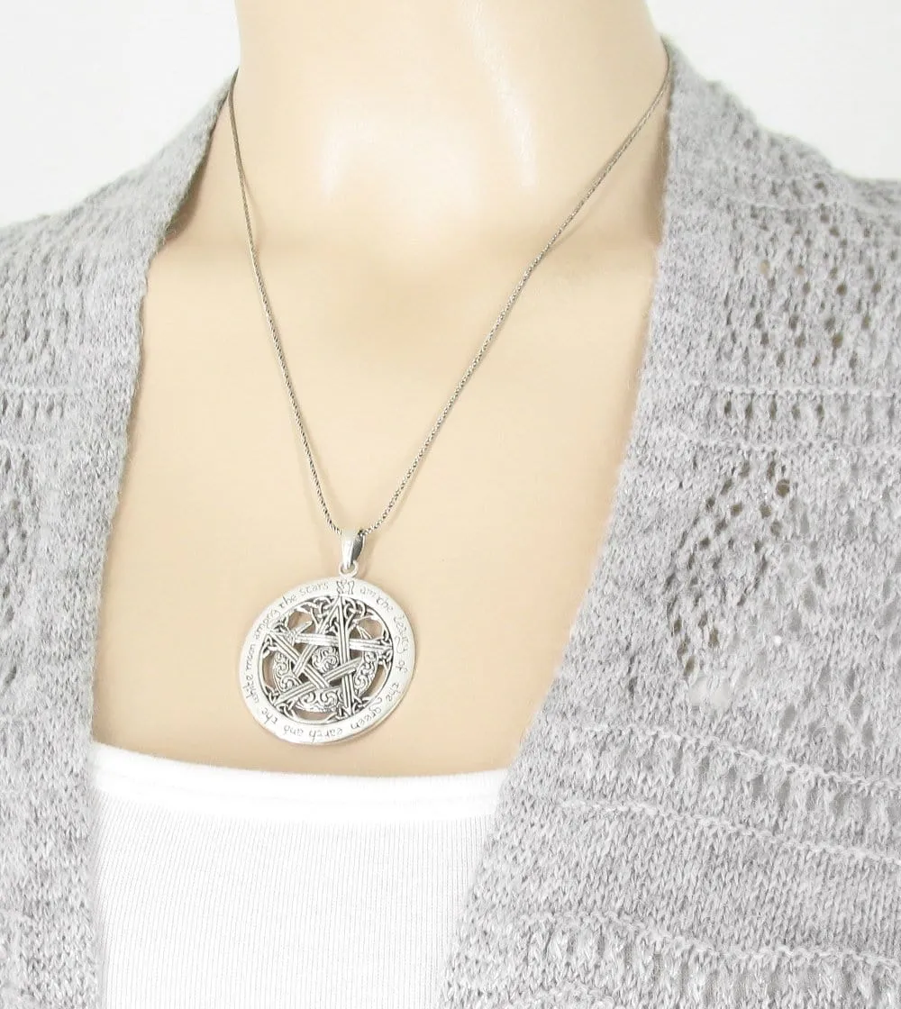 I am the Beauty of the Green Earth Moon Pentacle Pendant