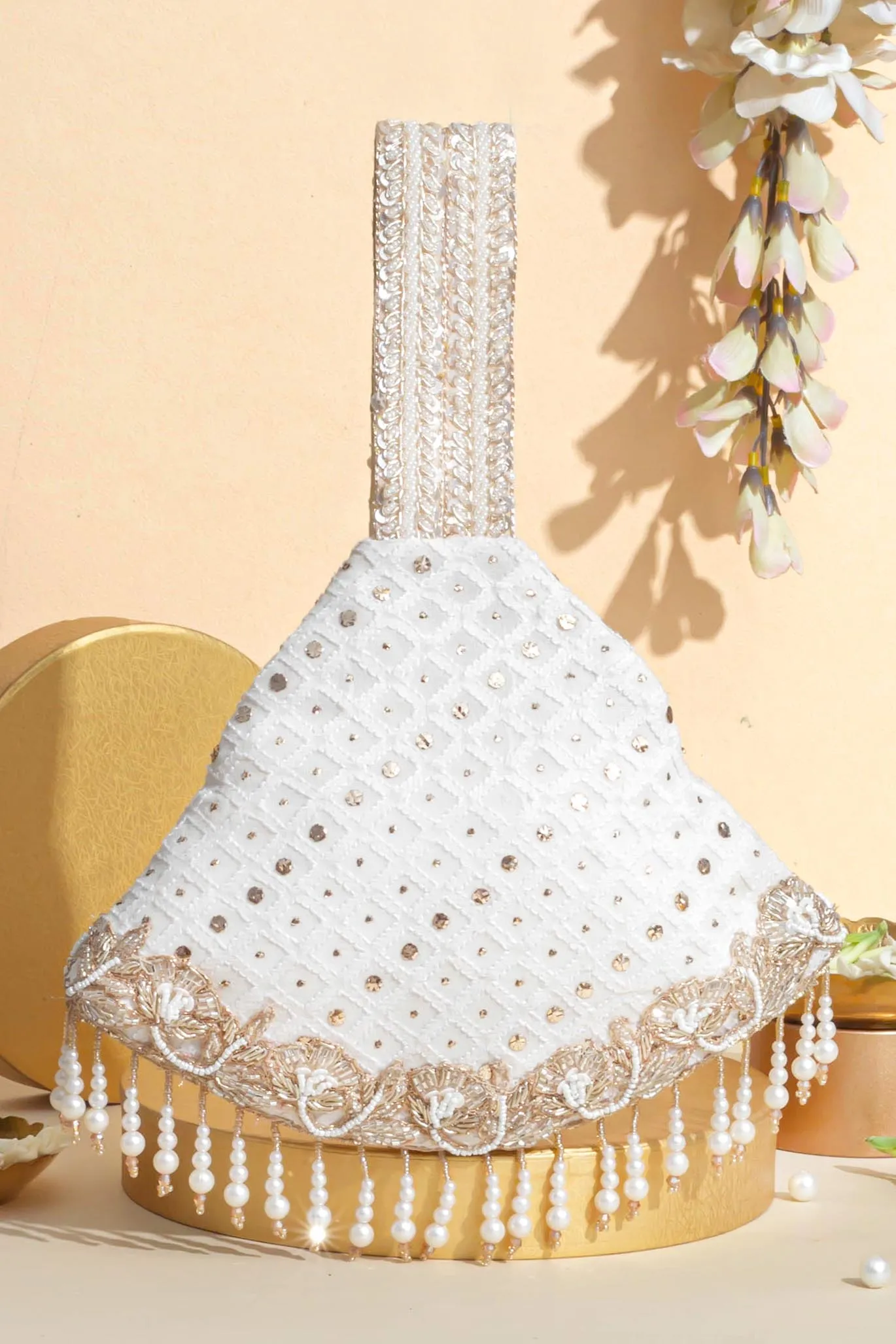 Ira Chikankari Mukaish Embroidered Trio Bag