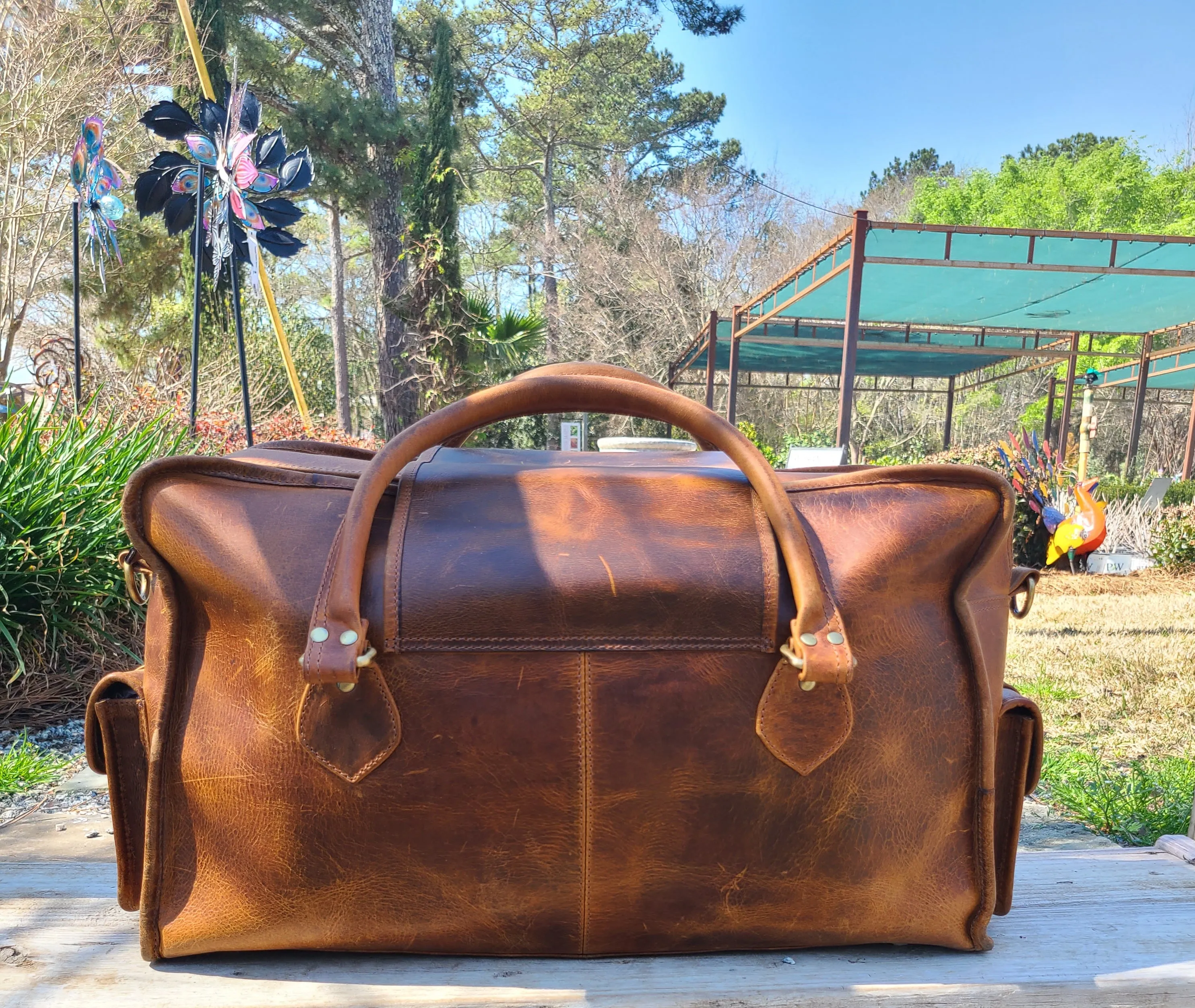 Italian Leather Weekender Duffel