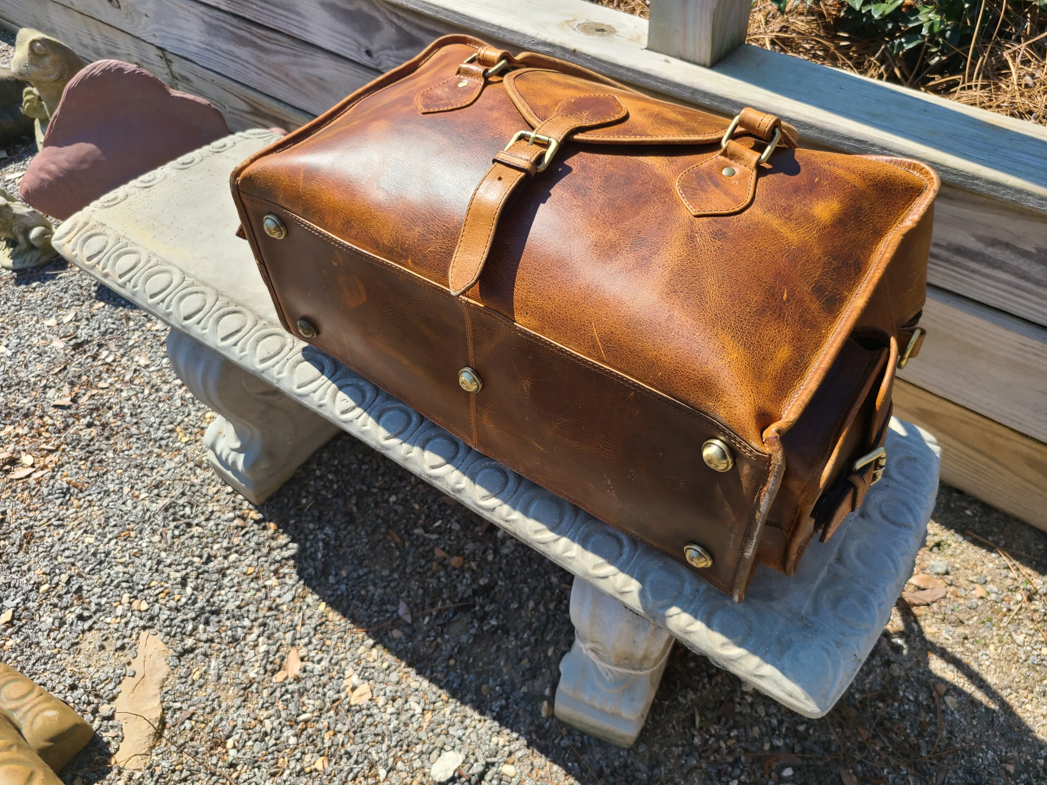 Italian Leather Weekender Duffel