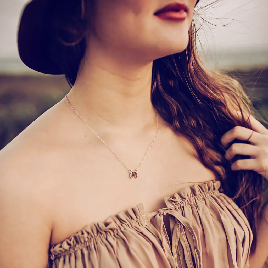 mini Luna // druzy crescent moon sterling silver necklace