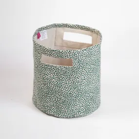 MODERN RETRO – Canvas basket, aqua green dot print, storage basket, fabric bin