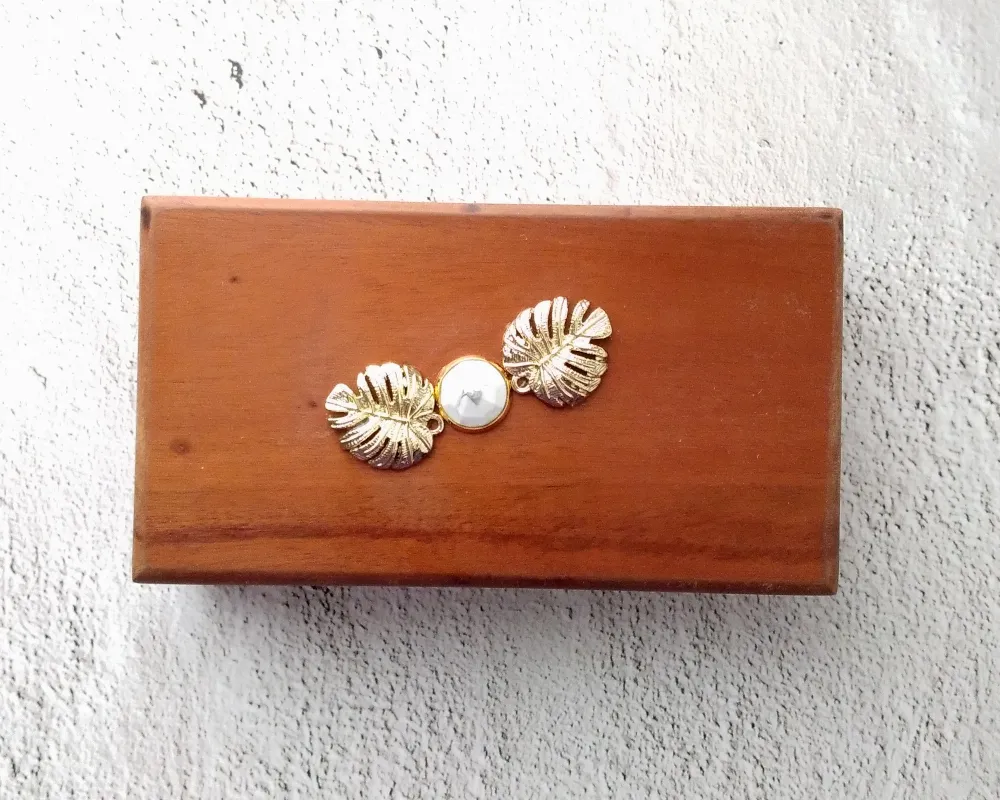 Monstera with Howlite Mahogany Box