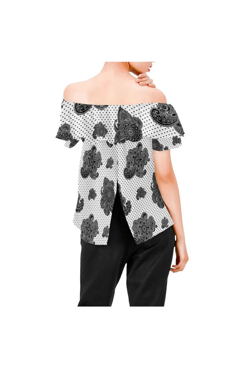 Paisley Hearts Women's Off Shoulder Blouse with Ruffle