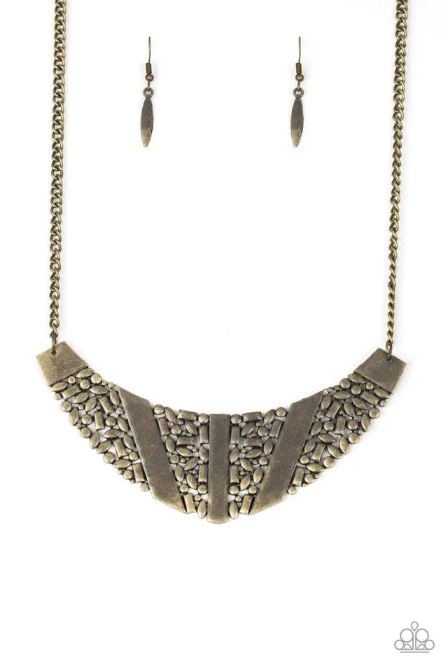 Paparazzi Accessories  - Terra Trailbreaker #N338 Peg - Brass Necklace