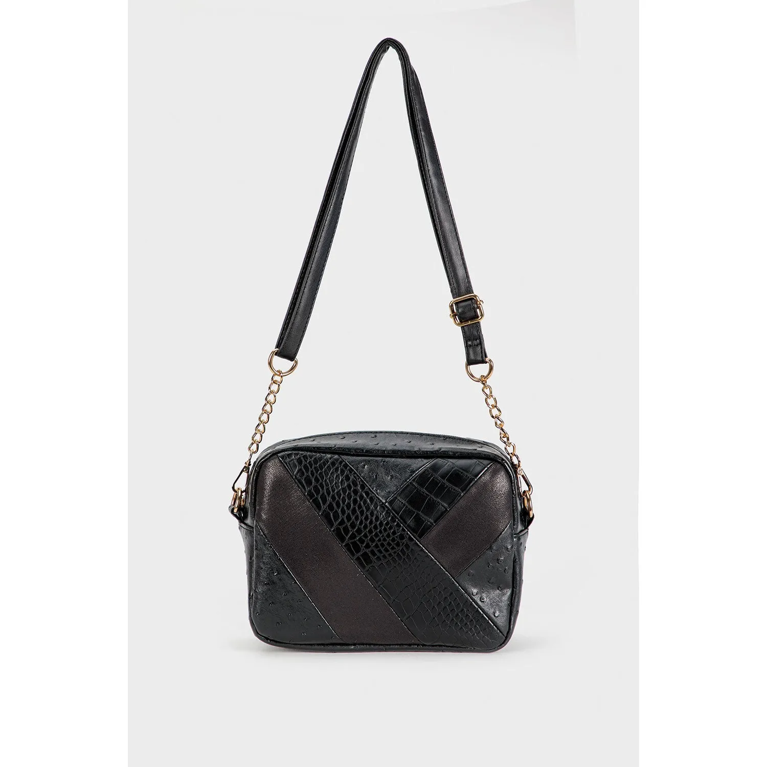 Patchwork Shoulder Bag - Black