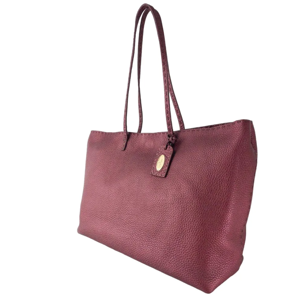 (Pre Owned) Fendi 8BH126 Selleria Tote - Burgundy