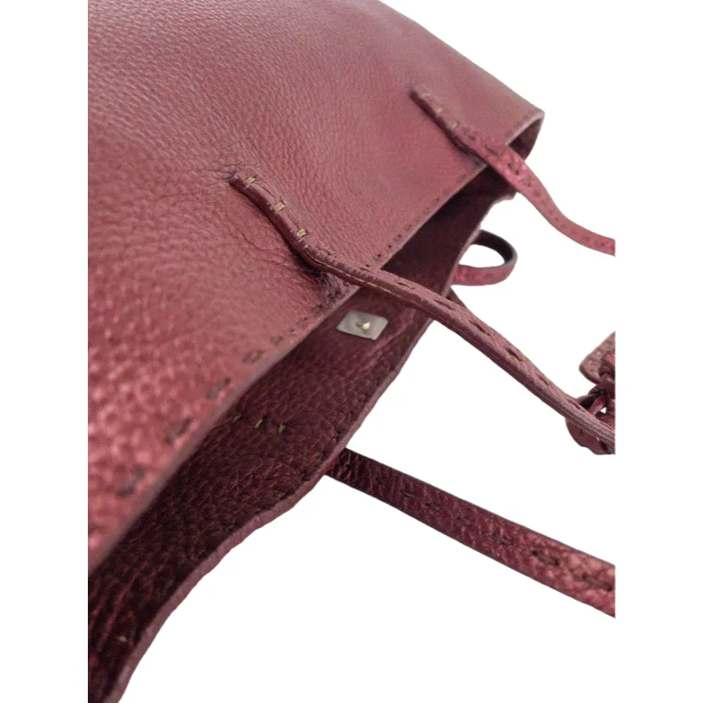 (Pre Owned) Fendi 8BH126 Selleria Tote - Burgundy