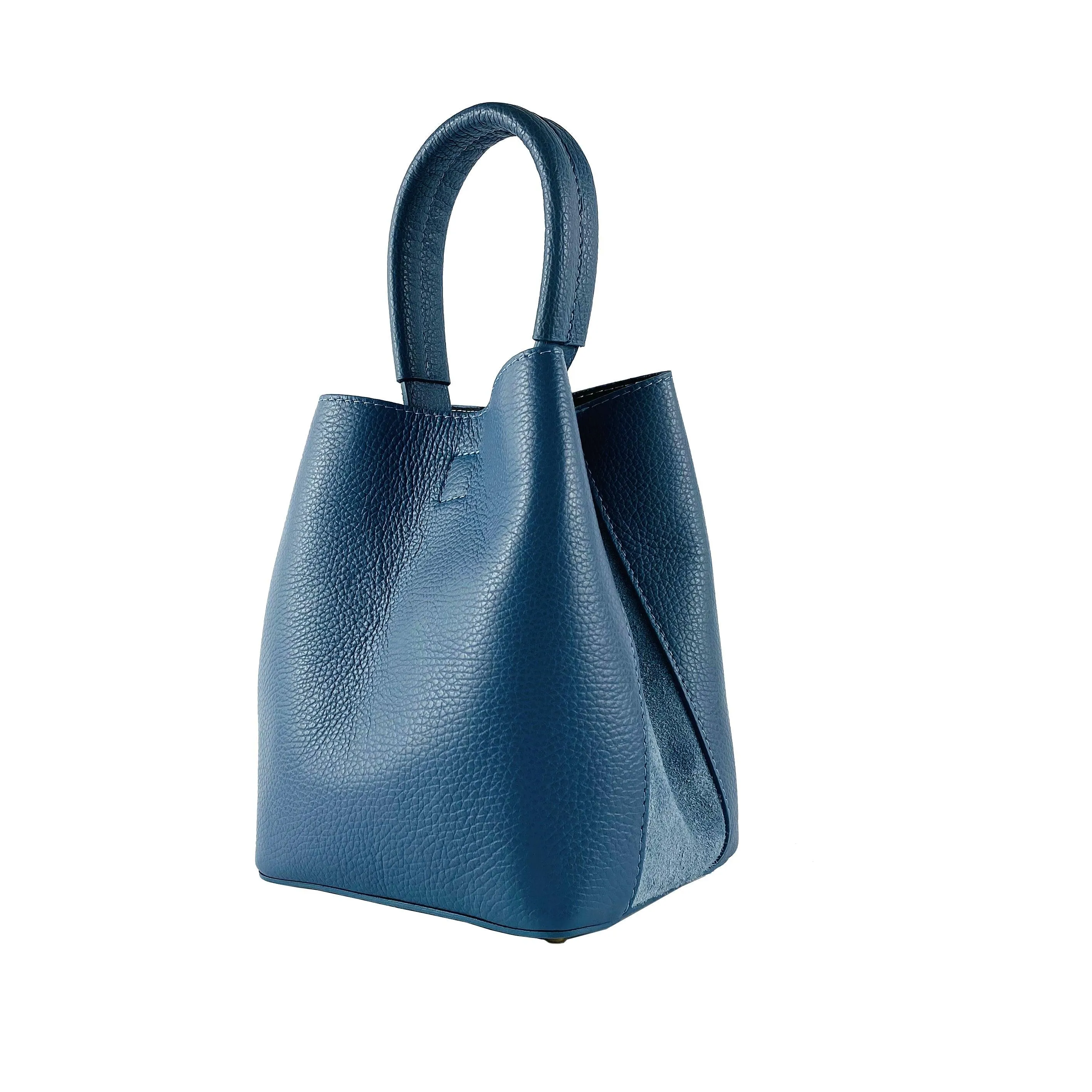 RB1006P | Women's Bucket Bag with Shoulder Bag in Genuine Leather | 16 x 14 x 21 cm