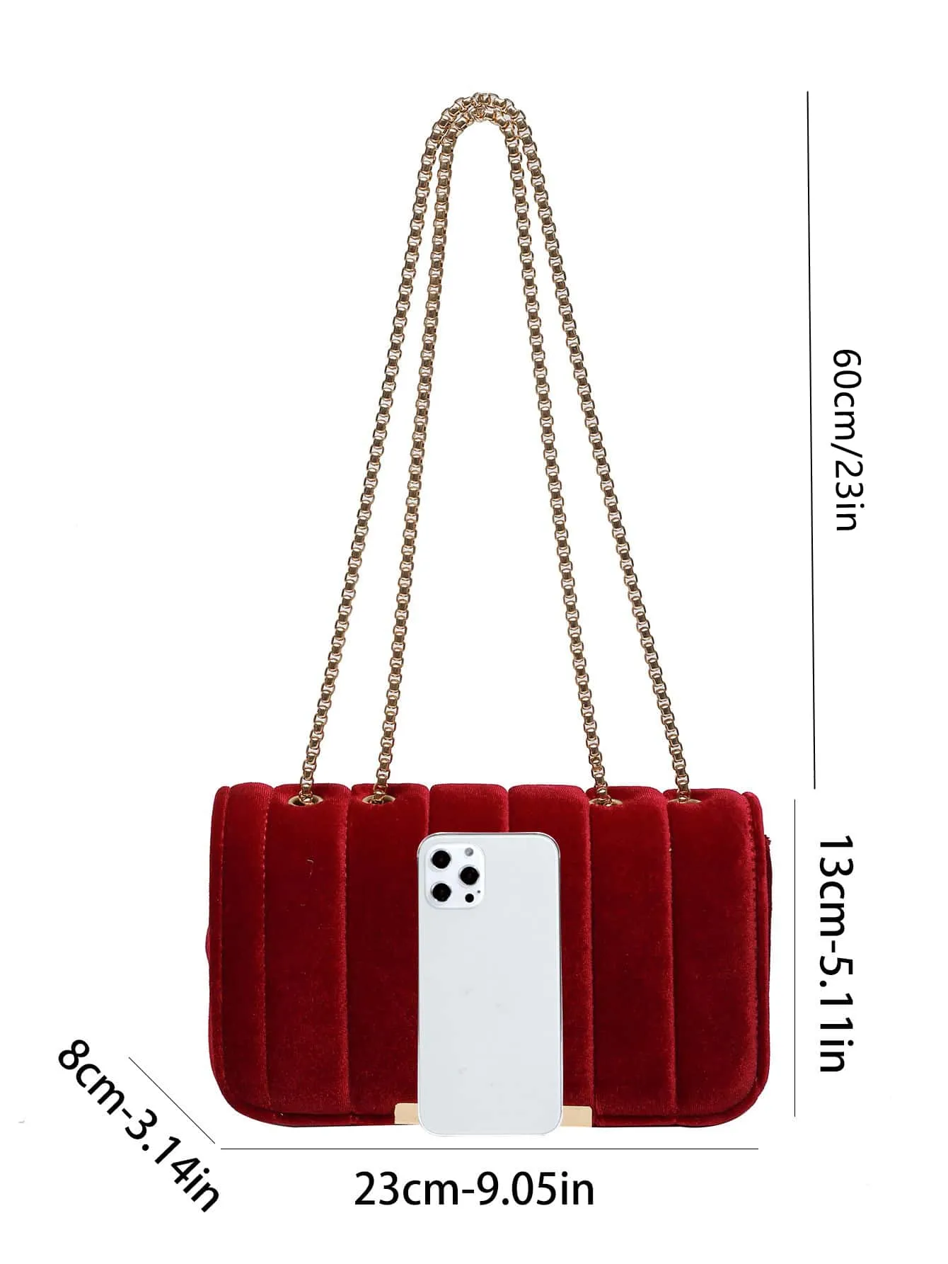 Red Quilted Flap Chain Handbag