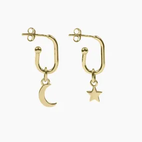 Roma Star & Crescent Moon Earrings (Gold)