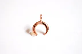 Shiny Wholesale Pink Rose Gold Crescent Moon Charm- Small Crescent Charm, Double Horn, Gold Half Moon, Tiny horn Charm, Upside Down Crescent, 274