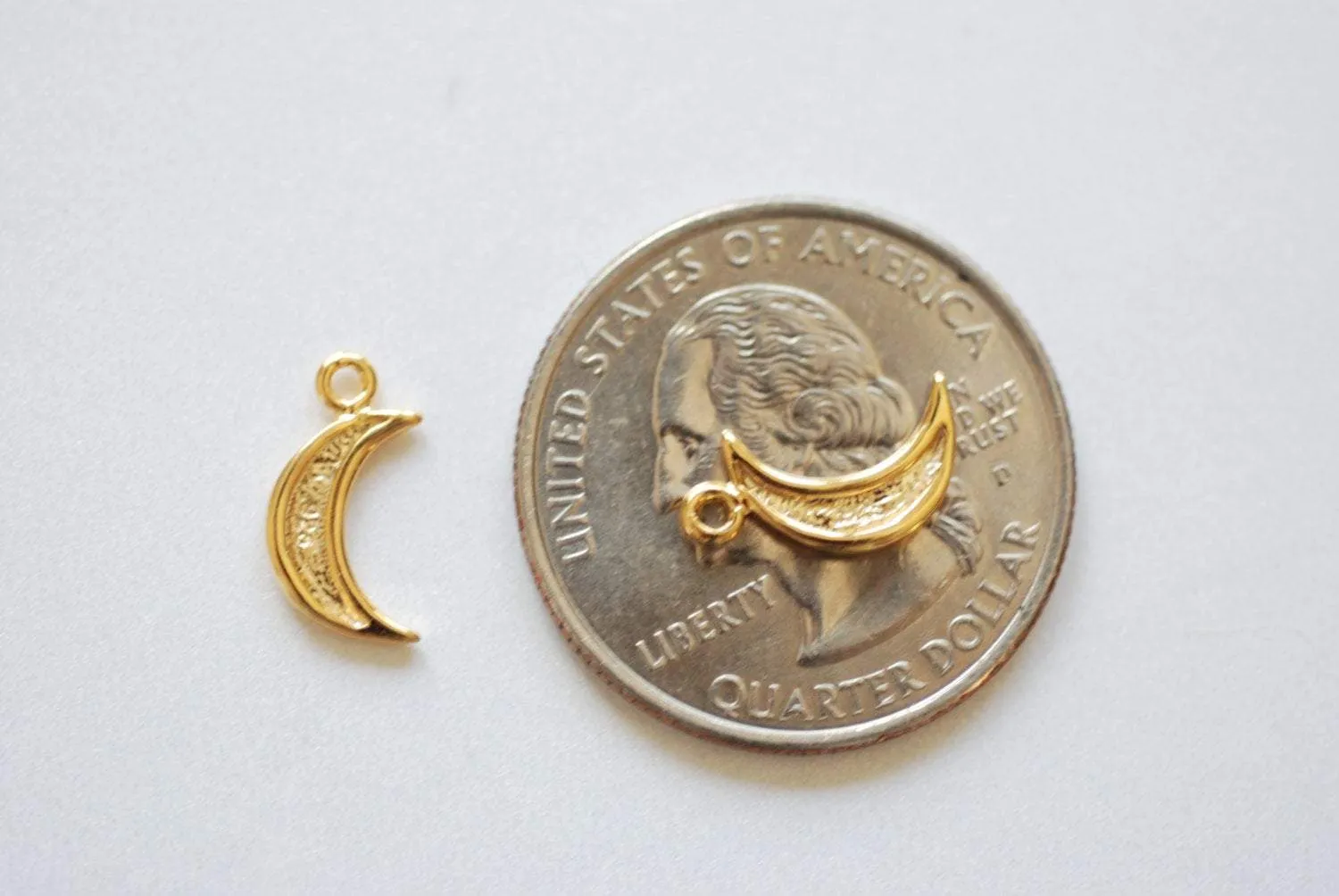 Shiny Wholesale Vermeil Gold Crescent Moon - Small gold crescent moon, 18k gold plated over sterling silver moon, Gold Half moon charms, 25