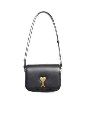 Shoulder bag in black calfskin