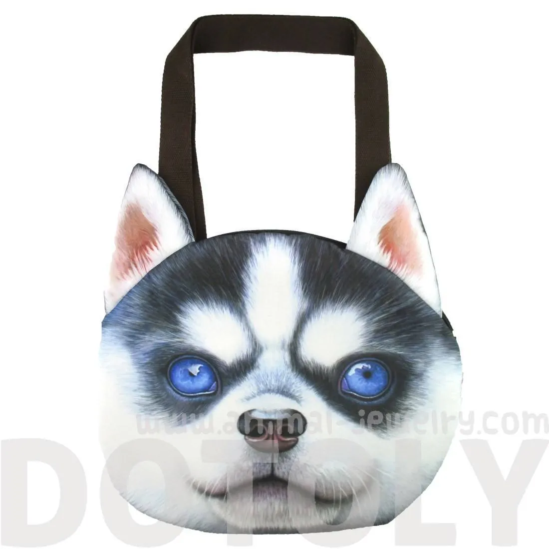 Siberian Husky Puppy Face Shaped Large Shopper Tote Shoulder Bag | Gifts for Dog Lovers