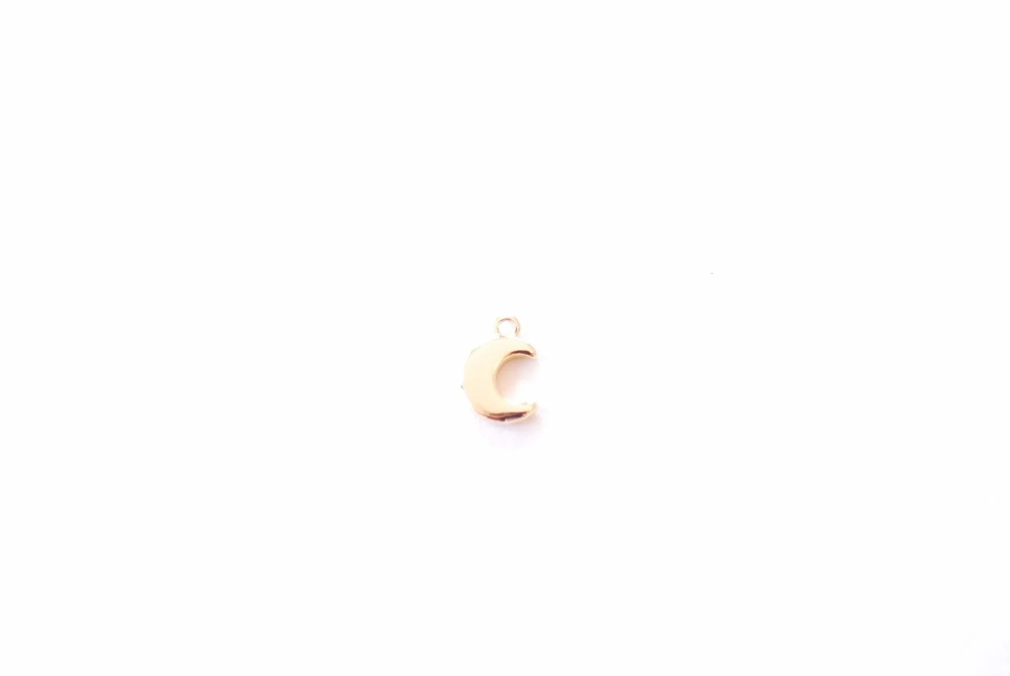 Small Crescent Wholesale Moon Charm | 16K Gold Plated Brass | Half Moon Horn Waning Eclipse Dainty Pendant Charms B314