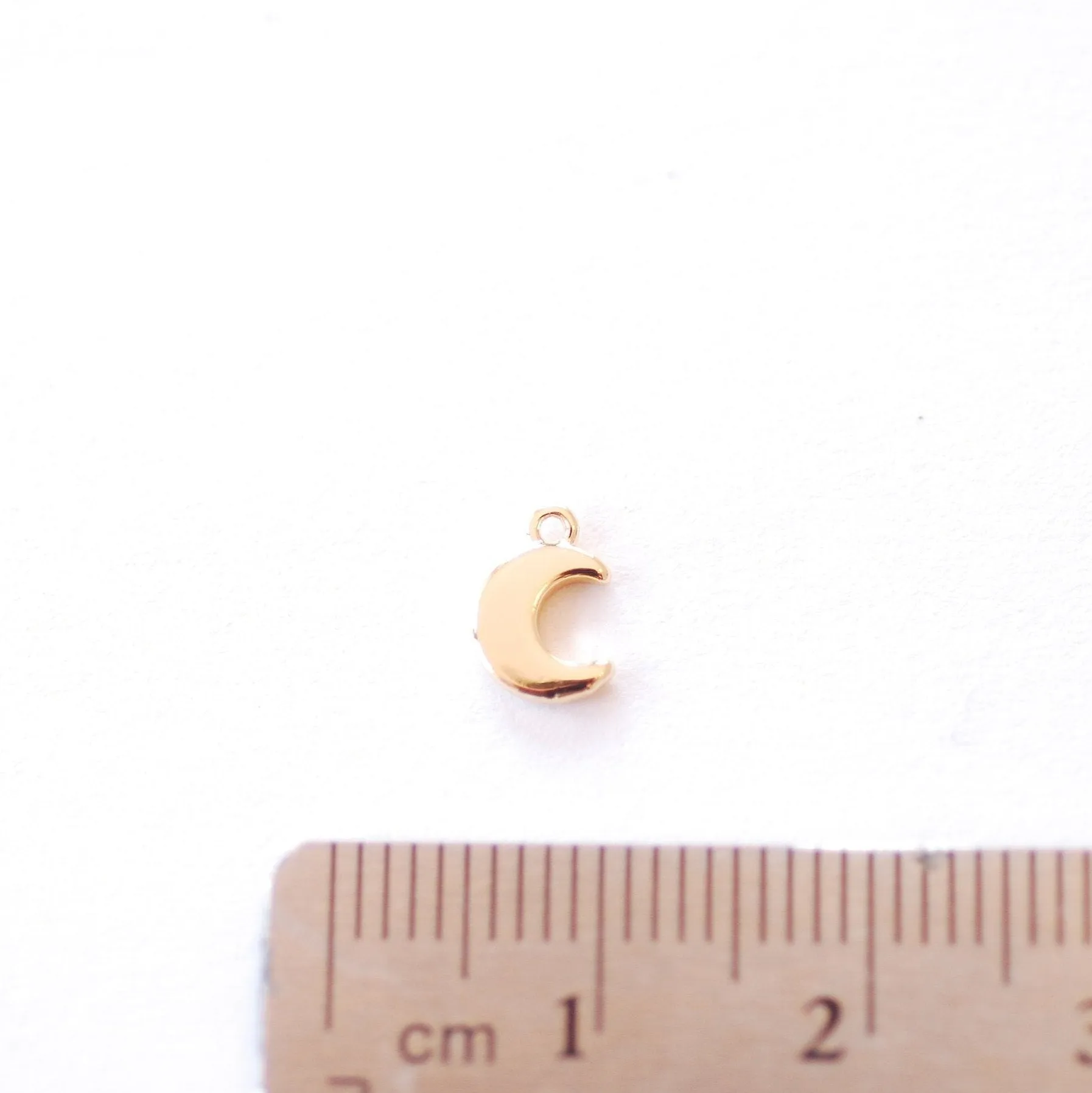 Small Crescent Wholesale Moon Charm | 16K Gold Plated Brass | Half Moon Horn Waning Eclipse Dainty Pendant Charms B314