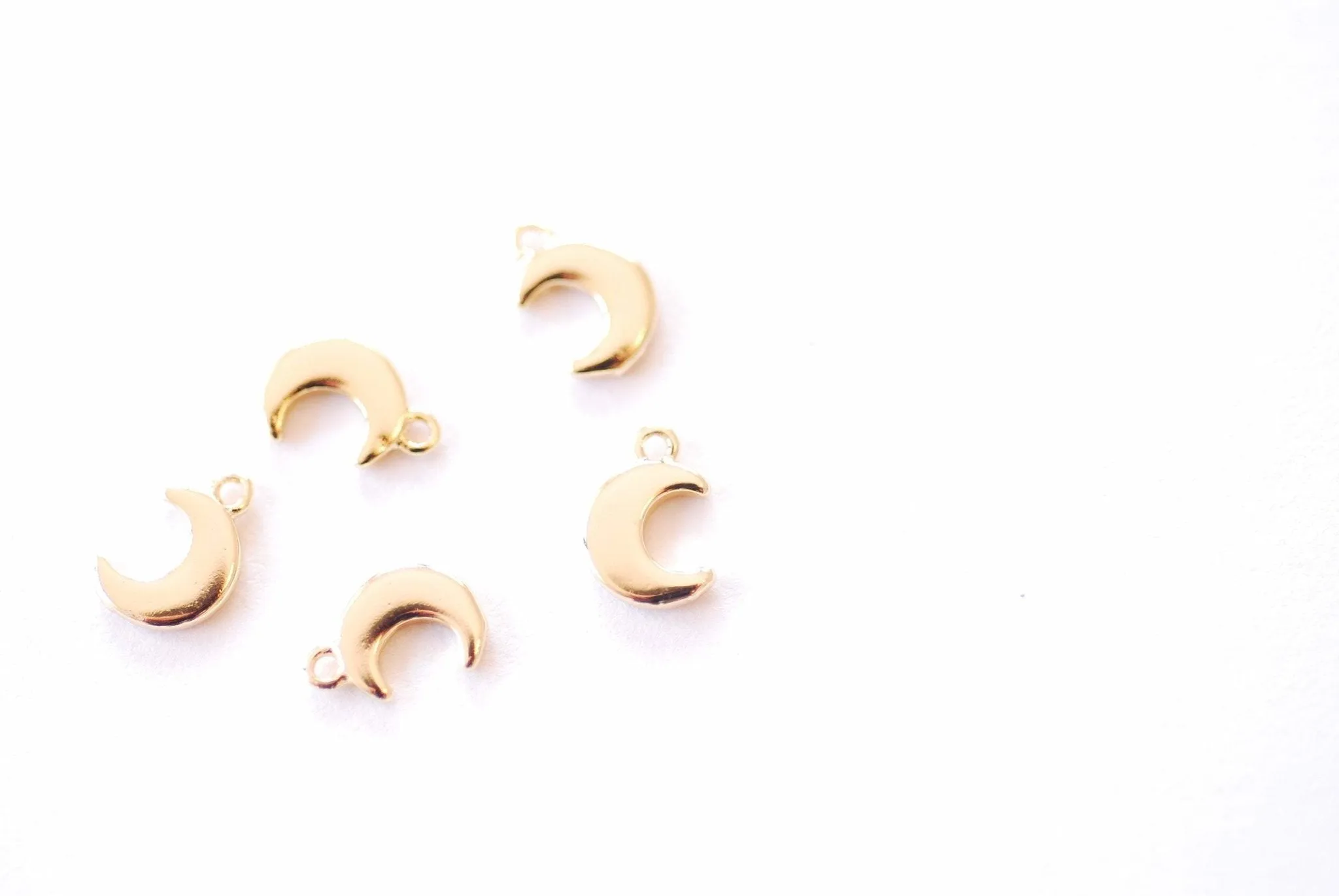 Small Crescent Wholesale Moon Charm | 16K Gold Plated Brass | Half Moon Horn Waning Eclipse Dainty Pendant Charms B314