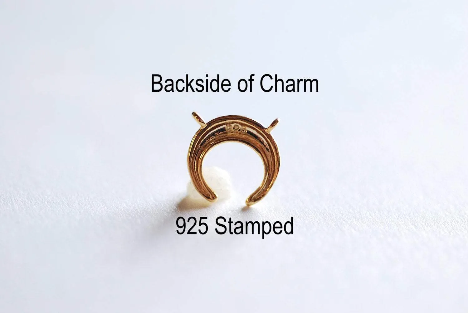 Small Shiny Wholesale Vermeil Gold Crescent Moon Connector Charm- 22k gold plated Half Moon Charm, Double Bail Moon, Double Horn Charm, Pendant, 303