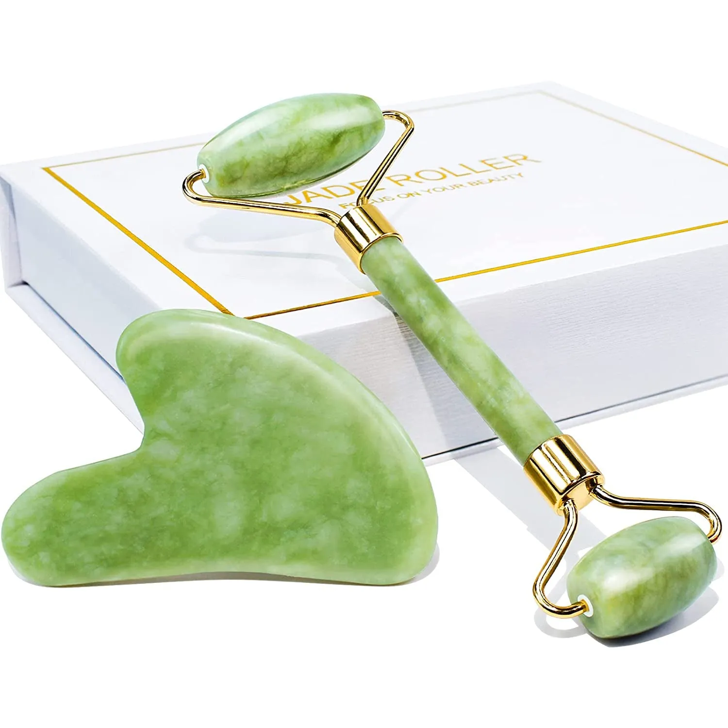 Spring Gua Sha & Jade Roller Facial Tools Face Roller and Gua Sha Set