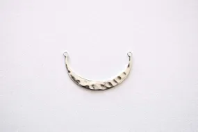 Sterling Silver Wholesale Hammered Crescent Moon Connector- 925 Silver Hammered Half Moon Link Spacer, Crescent Charm, Hammered Half Circle Connector