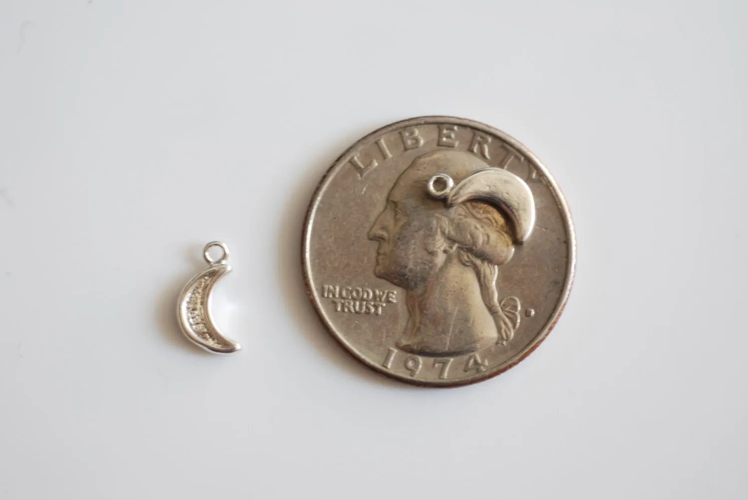 Sterling Silver Wholesale Small Crescent Moon- 925 Silver Moon Charm, Silver Half Moon, Tusk, Moon Pendant Charm, Dainty Moon Necklace, Silver Charms