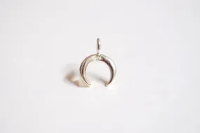 Sterling Wholesale Silver Crescent Moon Charm- 925 Sterling Silver, Double Horn Charm, Silver Half Moon, Tiny Crescent Charm, Silver Moon, 274