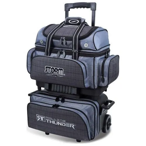 Storm 4 Ball Rolling Thunder Charcoal Plaid Bowling Bag  Grey/Black