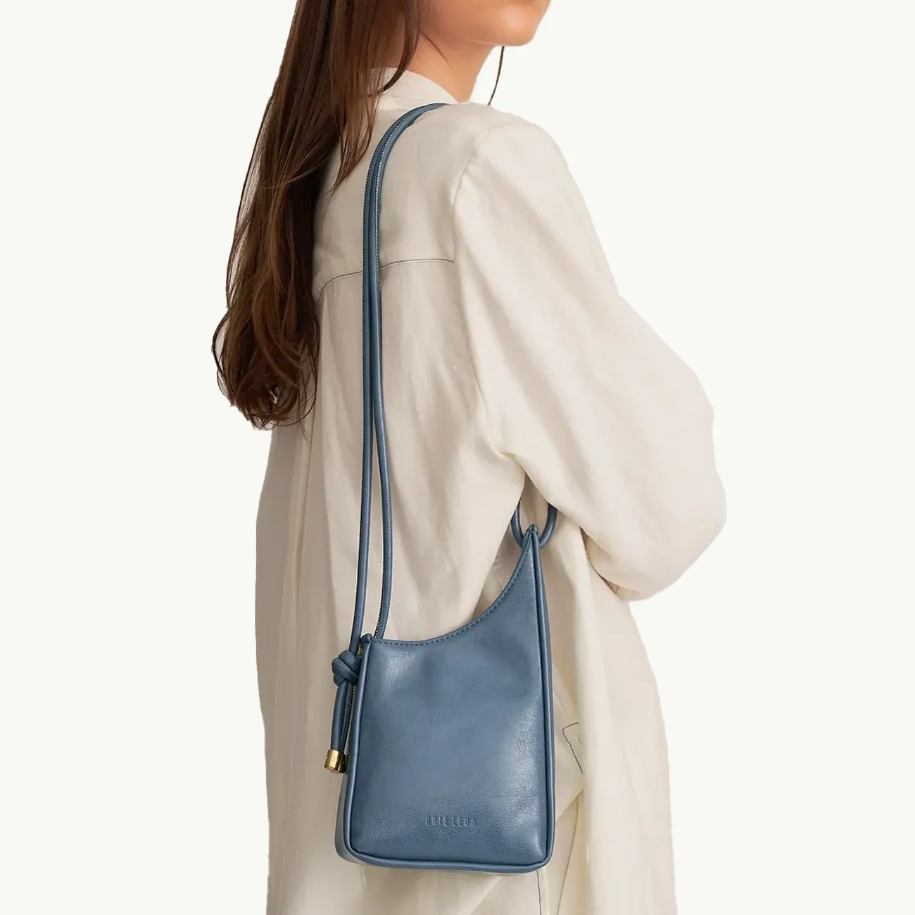 TIE KNOT MINI BAG MID DENIM NUBUCK