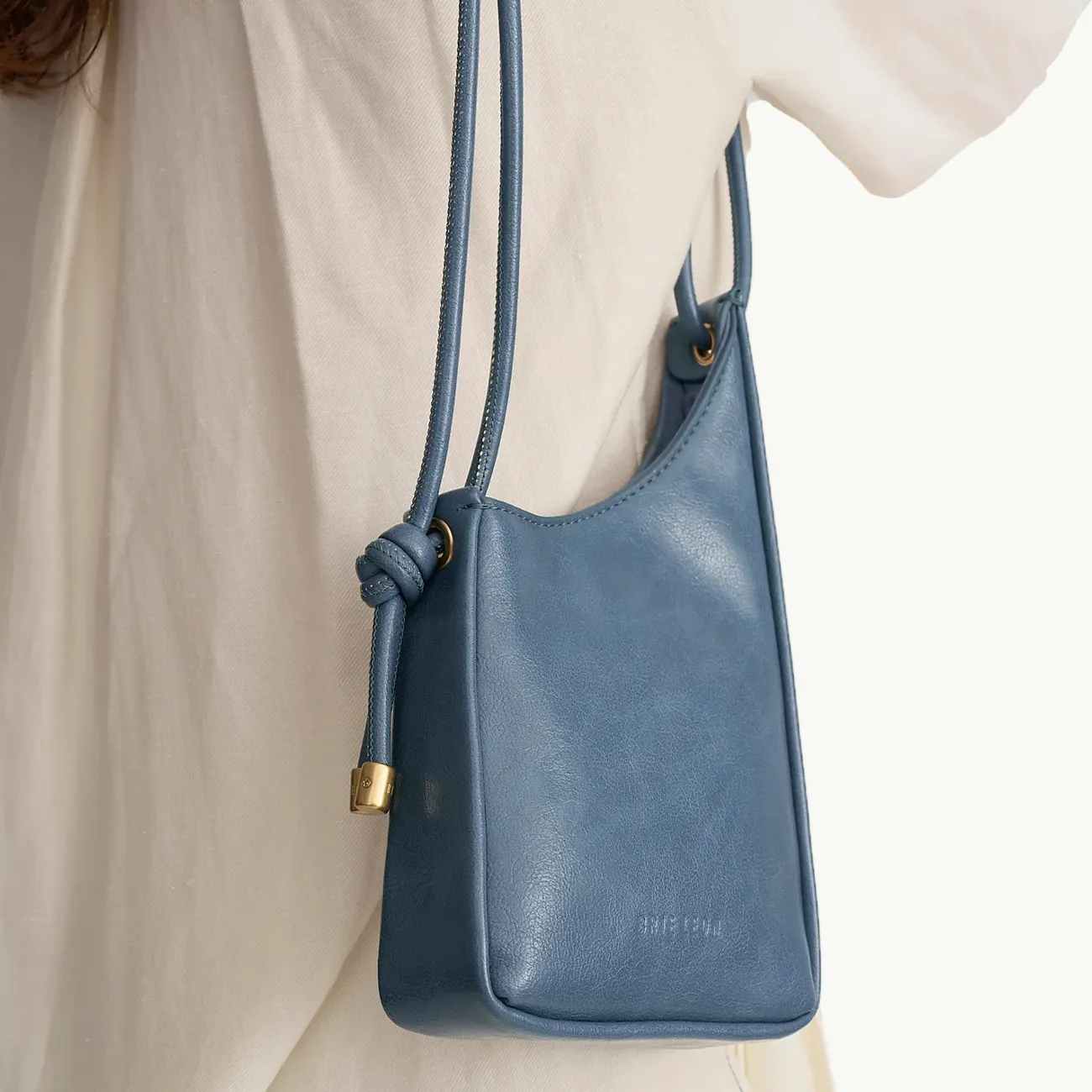 TIE KNOT MINI BAG MID DENIM NUBUCK