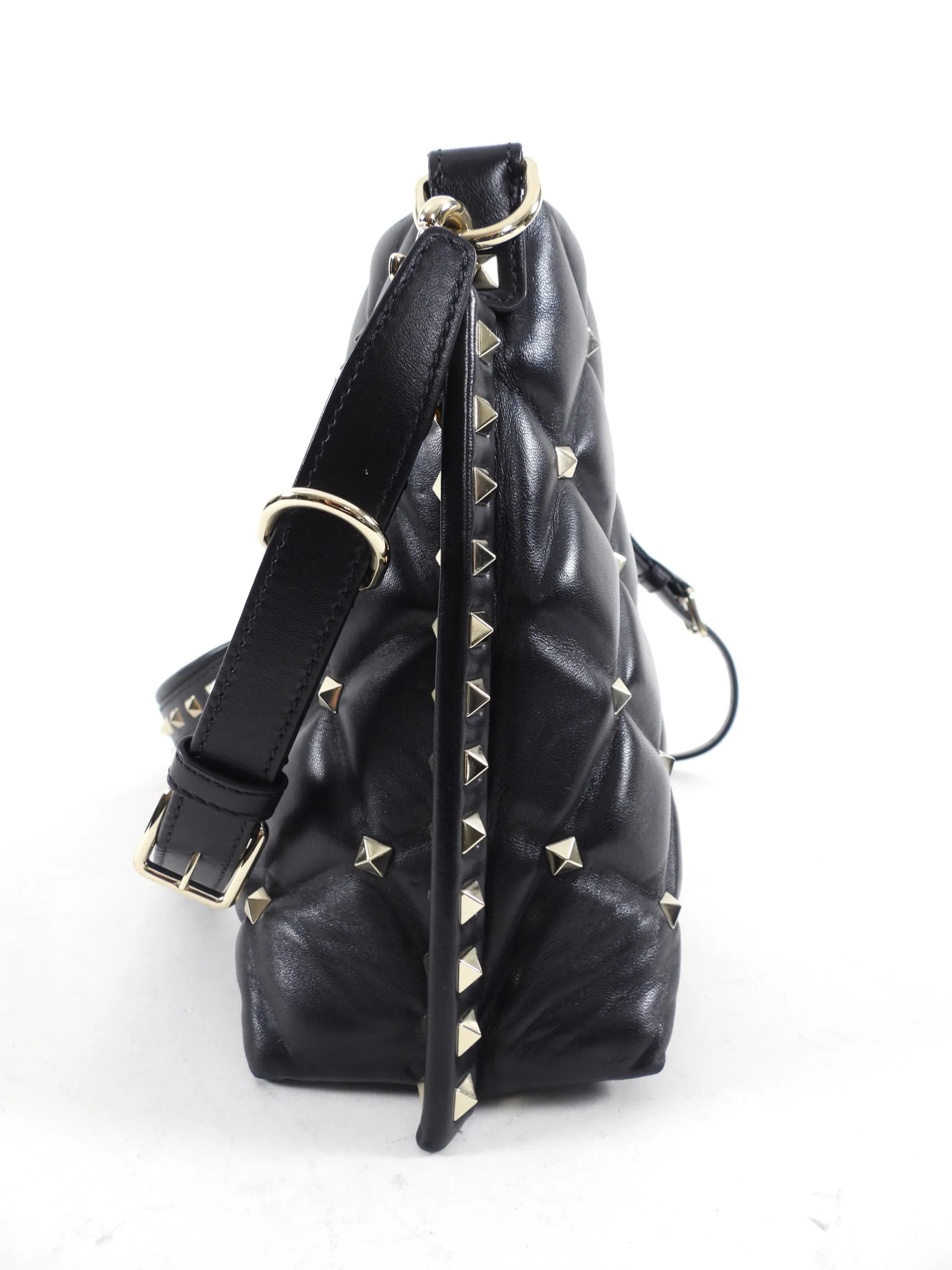 Valentino Black Quilted Candystud Shoulder Bag