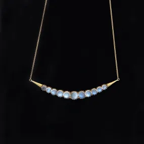 Victorian Conversion 14kt   Moonstone Crescent Necklace