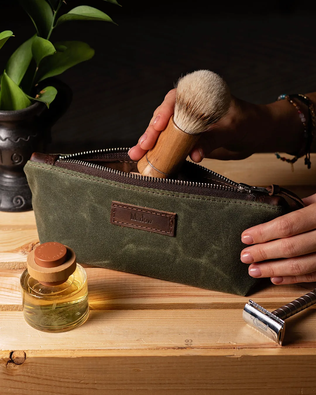 Waxed Canvas Small Toiletry Bag