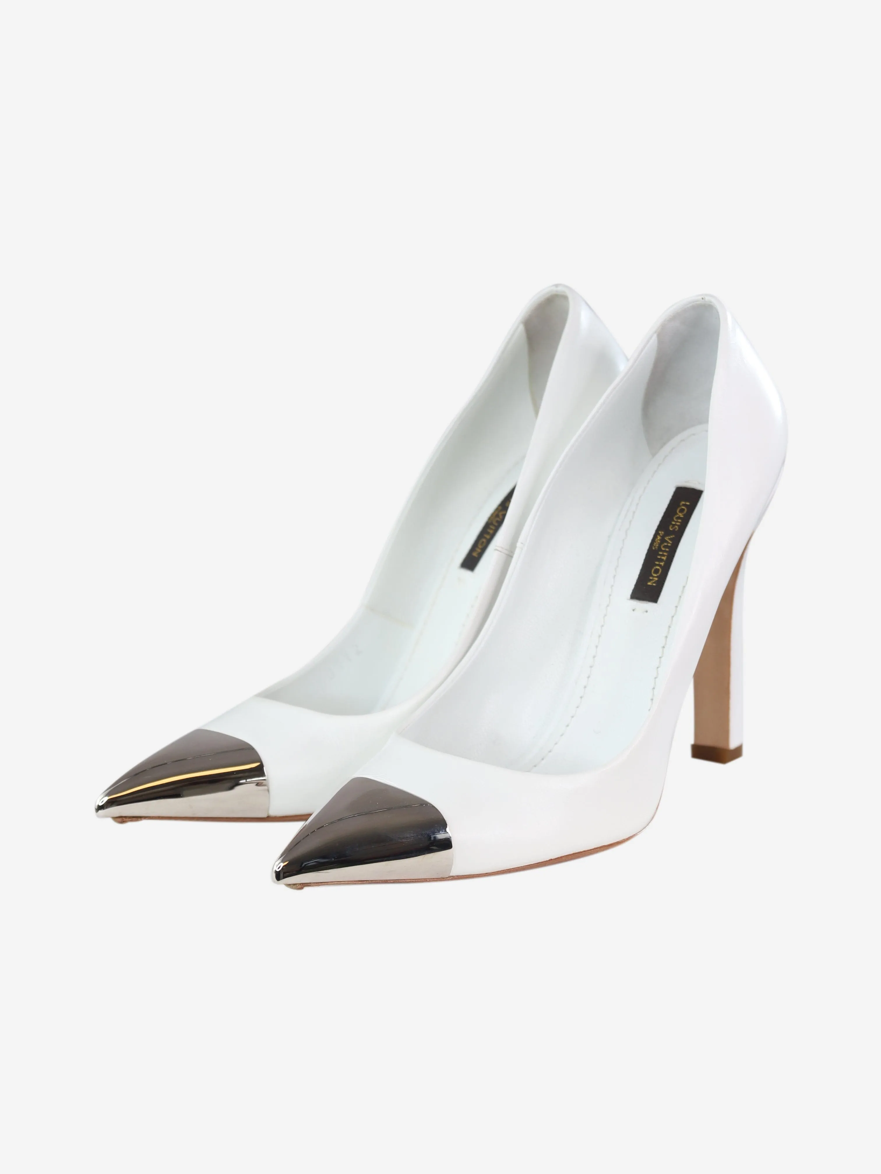 White pointed-toe leather heels - size EU 36.5