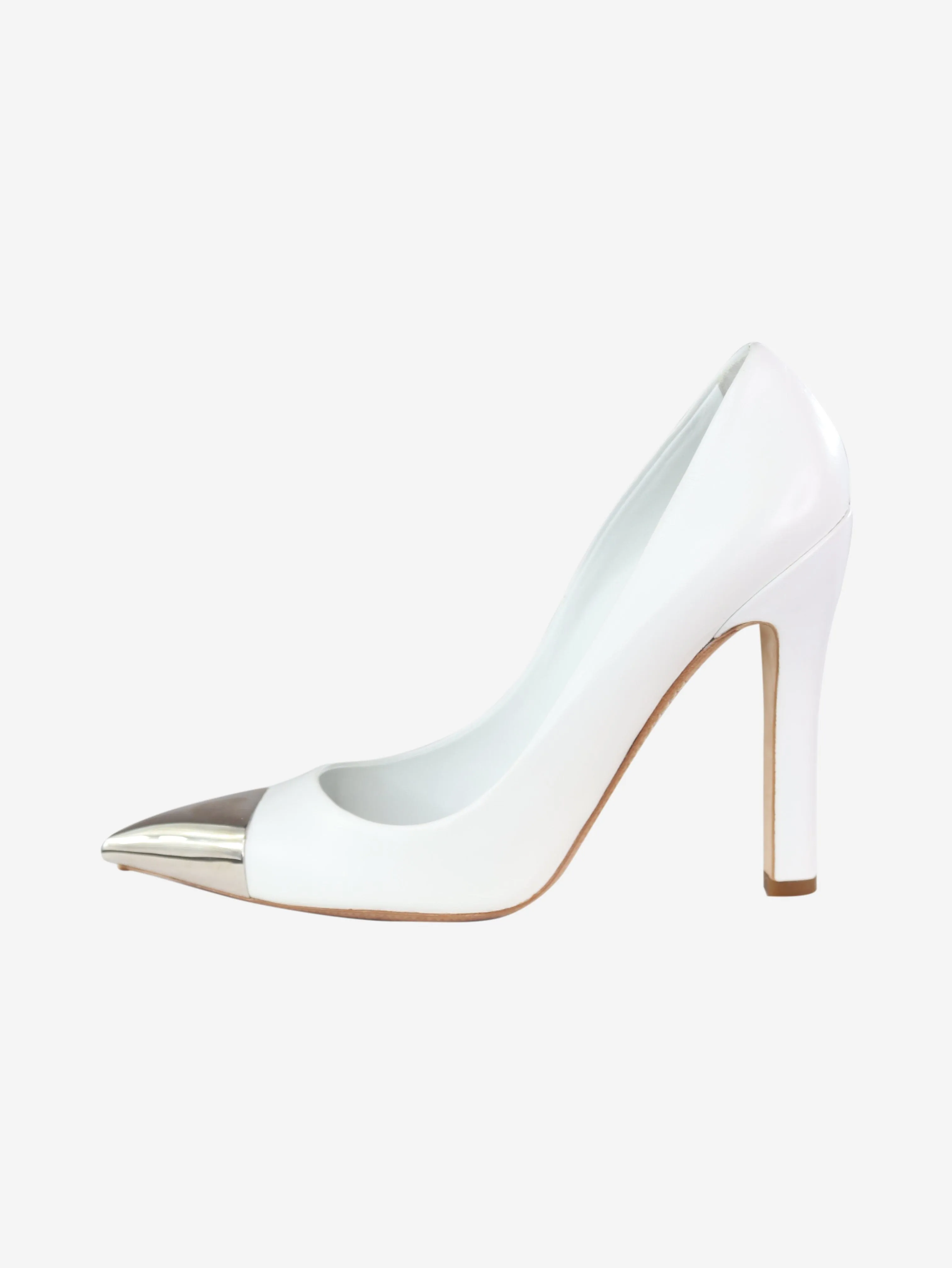 White pointed-toe leather heels - size EU 36.5