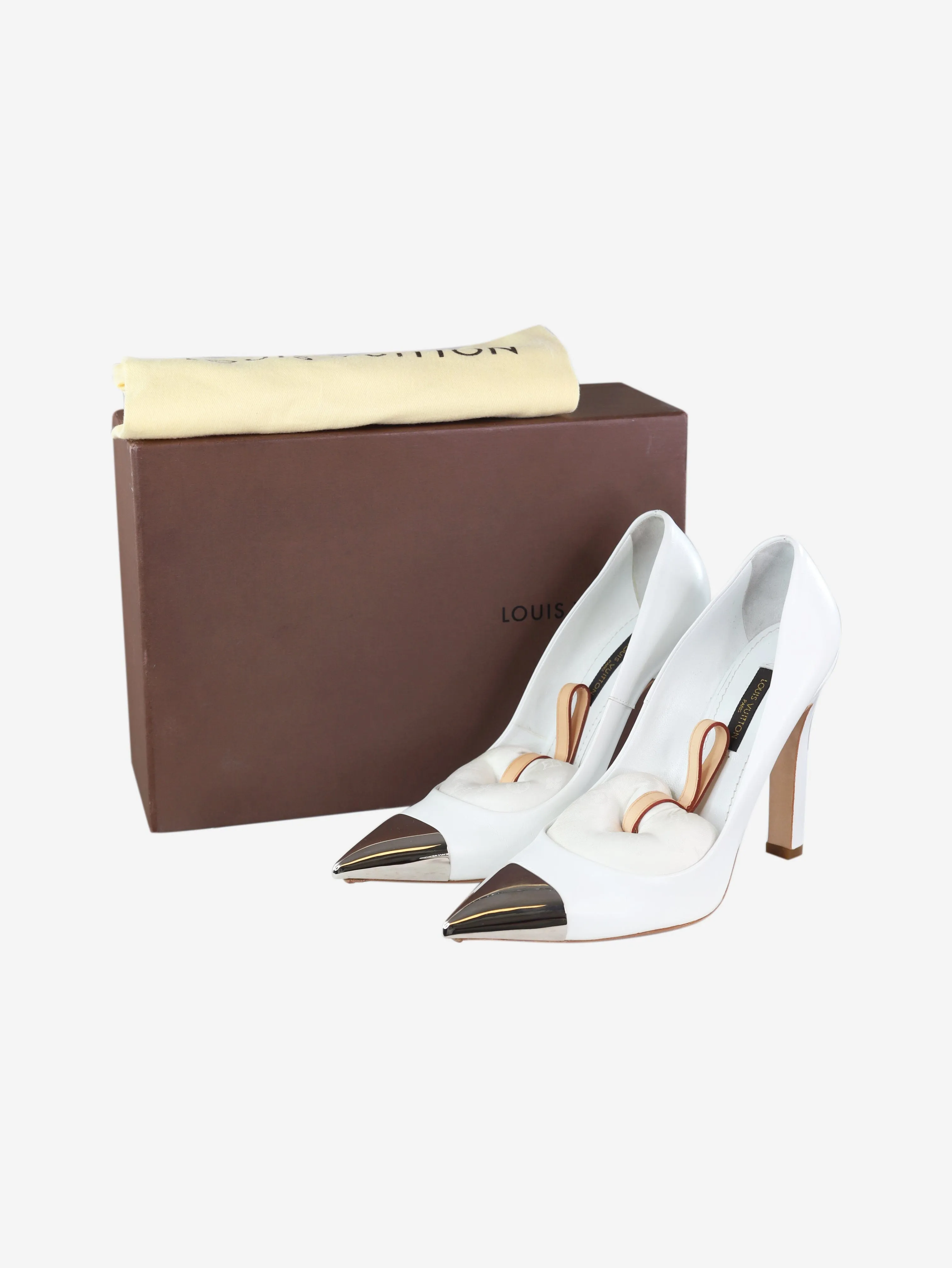 White pointed-toe leather heels - size EU 36.5