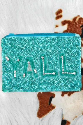 Yall teal  beaded clutch